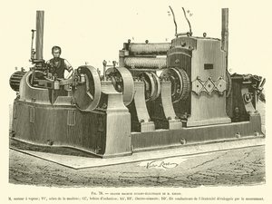 Grote dynamo-elektrische machine van M. Edison door French School